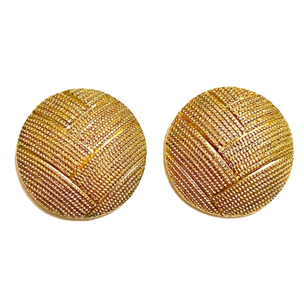 Vintage Modern Minimalist MONET round gold textured earrings